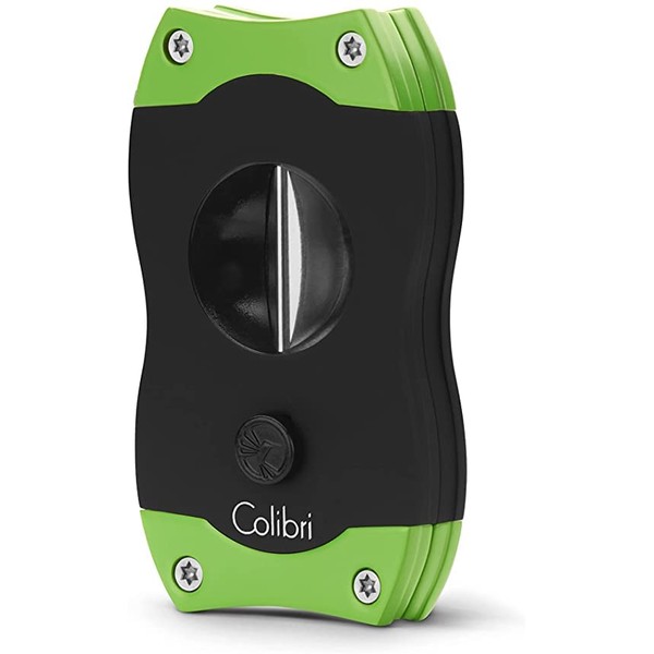 Colibri V-Cut Cutter - V-Shaped Stainless Steel Blade with Spring-Loaded Release - for up to a Large 60+ Ring Gauge - Ergonomic Design & Gift Box Included - Green