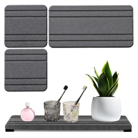 3PCS Water Absorbing Stone Tray, Instant Dry Sink Tray,Drying Neat Diatomite Stone Sink Coasters,Kitchen Sponge Hand Soap Holder,Countertop Fast Drying Bathroom Counter Tray,Bathroom Soap Dishes
