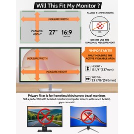 Mamol [2 Pack] 27 Inch 16:9 Privacy Screen for Frameless Monitor, Anti Glare & Blue Light Filter Computer Screen Protector, Removable Magnetic Anti-Spy Shield for 27" Widescreen Desktop Display