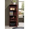 HODEDAH IMPORT 4-Shelf Bookcase Cabinet, Mahogany