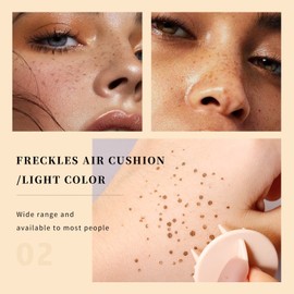 Freckles Pen Freckle Air Cushion, Fake Tattoos Freckles Liquid Freckle Pen Fake Freckle, Waterproof Long Lasting Quick Dry Freckles Makeup Stamp, Get Sun-kissed Makeup Fake Freckle in One Press (#02 Light Color)
