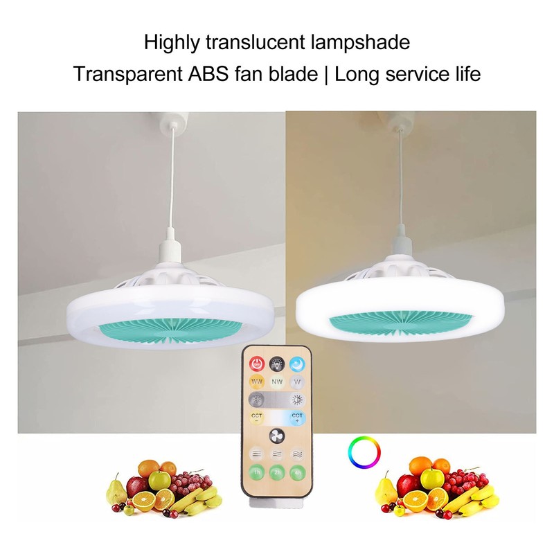 9.8 Inch Ceiling Fan Light Small E27 36W Quiet Adjustable