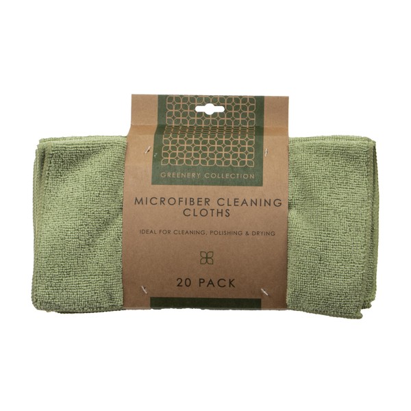 Bamboo Naturals Greenery Collection Microfiber Cleaning Cloths, Attract Dust Like