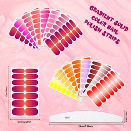 XEAOHESY 16 Sheets 224 Pieces Gradient Solid Color Nail Polish Strips, Self-Adhesive Warm Colors Nail Polish Stickers, Red Pink Yellow Nail Wraps, Nail Art Accessories