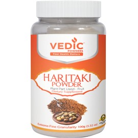 Vedic Haritaki Powder (Terminalia Chebula) - Natural Bowel Cleansing - Terminalia chebula - Ayurvedic Herb - 100 Grams - 3.5 oz