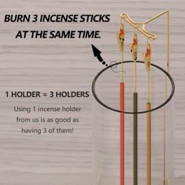 ChangWanna Incense Holder Ash Catcher - Upside Down Glass Incense Holder for Sticks, Reverse Inverted Anti Ash No Mess Insence-Stick Holder, Modern Metal Vertical Incense Burner for Room Decor, Gold