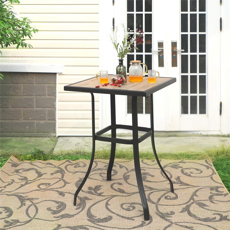 PHI VILLA Patio Bar Table, Outdoor Bar Height Bistro Table