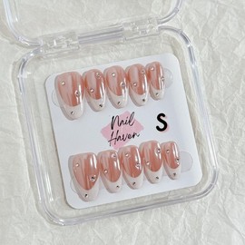 NailHaven｜ French Tip Collection｜ Press-On Nails - 10 Pcs Handmade Acrylic Nails with Cute Designs, Short Nails, and Nail Art, High Quality, Reusable:_FT-22_extra small