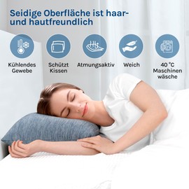 WOLTU Cooling Cushion Cover, Set of 2, Pillowcase with Q-Max > 0.45 Arc-Chill, Soft Breathable Cooling Fibre Cushion Cover, Protects Skin and Hair, Summer Cushion Covers with Zip, 40 x 145 cm, Blue