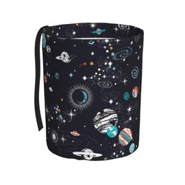 Space Galaxy Constellation Car Trash Can Leak Proof Hanging Waterproof Garbage Can Multipurpose Trash Bin for Car SUV Front Seat Headrest Collapsible and Portable Storage Pocket