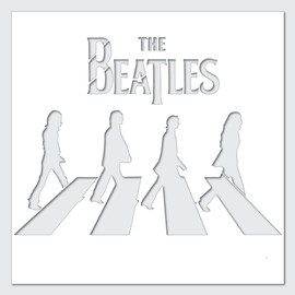 The Beatles Stencil Abbey Road Album DIY Art Template Best Vinyl Large Stencils for Painting on Wood, Fabric, Wall -S (14" x 10.5") Ultra Thick White