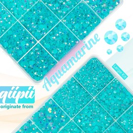 qiipii qiipii Aquamarine AB Resin Rhinestones w B7000 Jewelry Glue for Bedazzling Crafting 2mm 3mm 4mm 5mm 6mm Lake Blue Flatback Jelly Stones Diamonds Charms for Nails Face Makeup Tumblers Crafts Clothes