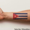 'Cuba Flag' Temporary Tattoo - Water Resistant, Skin-Safe, Non-Toxic Transfer