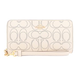 Coach FC4715 C4715 Long Wallet Chalk Performance Signature Long Zip Around Wallet (with Strap) Ladies' [Outlet Product] [Brand], chalk