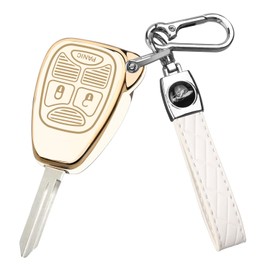 for Jeep Key Fob Cover, Soft TPU Key Fob Shell for Jeep Wrangler/Compass/Dodge Ram 1500 2500 3500/Durango/Caliber/Nitro/Dakota/Chrysler/Patriot, Smart Control Key Protector (White, 3 Button)