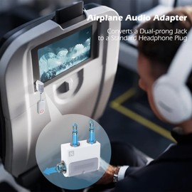 KAIY Dual 3.5mm Male to 3.5mm Female Airplane Headphone Adapter, Airplane Adapter for Headphones AUX Splitter, Airline Audio Dual Jack Flight Connector for EVA Airlines/Delta/Virgin/Emirates (2 Pack)