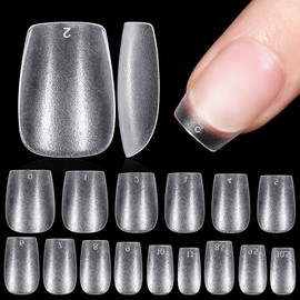 TOMICCA Extra Short Coffin Nail Tips - Coffin Shaped Full Cover Gel X Nail Tips False Fake Coffin Gel Nail Tips Nail Extensions 240 Pcs 15 Sizes