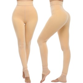 NORMOV 3 Piece Winter Warm Fleece Lined Tight Women,Thermal Fake Translucent Leggings Soft Velvet Stretchy Pantyhose(TF Black/Black/Black, XS/S)-2