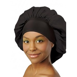 Donna Gorro Satén Borde Ancho Seda Dormir Gorros Grandes Negros Rizos Mujer Ducha Cómoda Banda