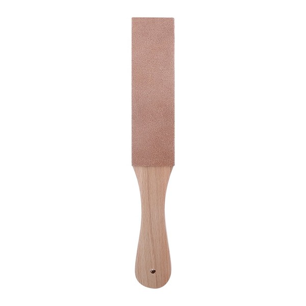 Delaman Strop Double Sided Strop Leather Grinding Wooden Handle for Razor Knife Sharpening