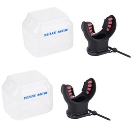 YEUX MER 2PCS Black Silicone Mouthpiece with Regulator Tie Fits Most Standard Regulators,Red