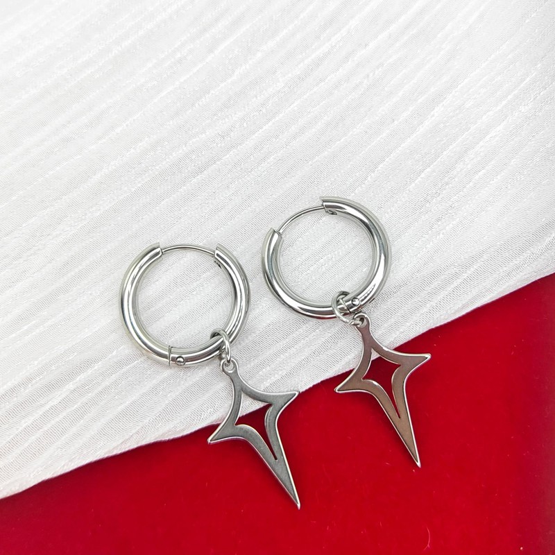 TFENY SJGF 4 Pairs 316L Star and Cross Dangle Drop