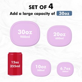 Anatole Silicone Food Storage Containers 4 Pcs Lunch Bento Box with Lids Leakproof Dishwasher Microwave Oven Freezer Safe BPA Free CPC Certified (30oz 20oz 10oz 6.7oz) (Lilac Purple)