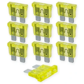 Tecside 20 A Car Fuses | 12 V 24 V 32 V | Pack of 10 | Plug Fuses for Power Theft & Fuse Holder | 19 mm Blade Fuses for Car, Boat, Motorcycle, RV & Scooter | Replacement Fuses