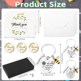 Aitsite Thank You Teacher Gifts, 3PCS Teacher Keyrings Multipack with Greeting Cards and Gift Boxes, Thank You Keychains for Graduation Thanksgiving Day