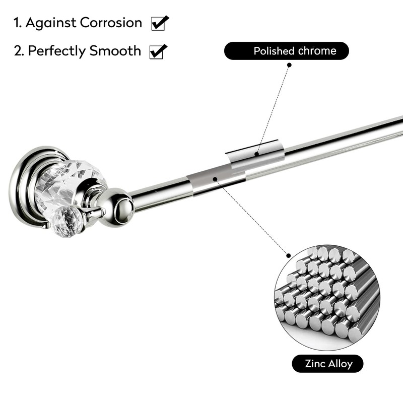BATHSIR Crystal Towel Bar 24 Inch, Chrome Bathroom Towel Rack,