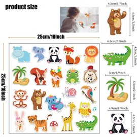 XUTONG 23Pcs Jungle Animals Window Clings Sticker,Reusable Thick Gel Clings Decals,K-id and Adults Home Classroom Nursery Zoo Animals Party Supplies Decoration