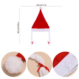 UNVOJL 2 Pieces Santa Hat with Plaits Unisex Fabric Christmas Hat Red Xmas Santa Claus Hat Santa Claus Xmas Fancy Dress for Party Christmas Gifts New Year Festive Gifts