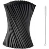 Greenland 100 Reusable Black Straws with Brush - 21cm Long,