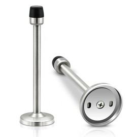 Wall Mounted Long Door Stop Heavy Duty Chrome Plated 6" Rubber Brushed Stainless Steel Extra Long Door Stop with Bumper Wall Protector Silver 2 Pack