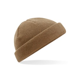 Beechfield B43R Olive Green Fisherman Style Beanie Hat - Unisex Winter Hat, Classic Knit and One Size Beenie Hat - Double Layer - 100% Recycled Polyester