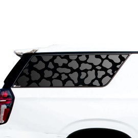 BOGAR TECH DESIGNS Precut Quarter Window Animal Cow Print Vinyl Decal Stickers Compatible with Chevy Suburban and GMC Yukon XL 2021-2023, Matte Black