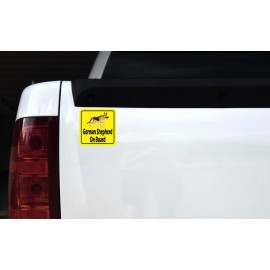 4in x 4in German Shepherd on Board Vinyl Sticker Car Truck Vehicle Bumper Decal