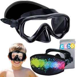 Vvinca Kids Swim Goggles with Nose Cover, Fabric Strap Swimming Goggles Snorkel Diving Mask No Leak Wide View Anti Fog Anti-UV Anti-Shattered Lens Swim Mask Water Goggles for Toddlers Kids Youth 3-15