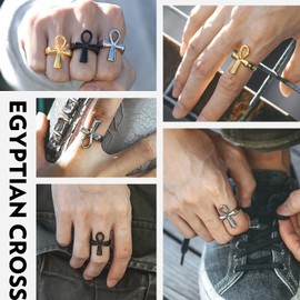Richsteel Ankh Ring Women Egyptian Cross Rings Amulet Religious Ring For Men
