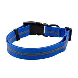 NIMBLE Dog Collar Waterproof Pet Collars Anti-Odor Durable Adjustable PVC & Polyester Soft with Reflective Cloth Stripe Basic Dog Collars S/M/L Sizes (Medium (11.81”-18.5”inches), Blue)