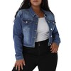 uxcell Women's Plus Size Button Closed Cropped Denim Jackets Stitching 2024 2X Blue
