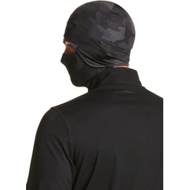 TSLA Men and Women Thermal Fleece Skull Cap, Winter Ski Cycling Under Helmet Liner, Running Beanie Hat, Skull Cap with Face Mask Army Camo Black, Medium