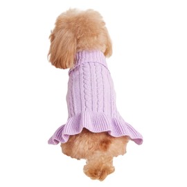 Bwealthest Dog Sweater & Dress - Cable Knit Pet Clothes for Small Dogs & Cats (Light Purple, Large)