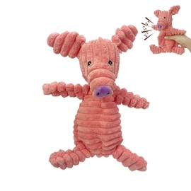 Q.Y.HOME Dog Toy Body Limbs No Stuffing Head Filling Animal Appearance with Soft Squeaker,for Indoor Puppies and Senior Pups Chew and Play(Pink Pig)