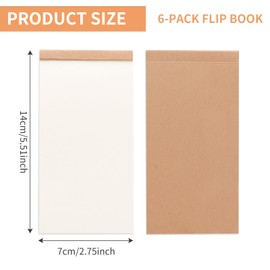 Blank Flip Book, 6 Pack Retro Kraft Mini Sketchbooks, Pocket Notebooks, 14x7cm, Stitched Binding, for Animation, Drawing, Doodling, Kids, Artists