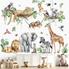 decalmile Large Jungle Animals Tree Branch Wall Stickers Safari Elephant