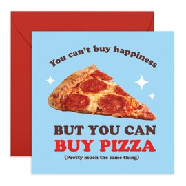 Central 23 Greeting Card - 'PIZZA HAPPINESS' - Perfect for Adding a Slice of Joy to Any Occasion - Ideal for Pizza Lovers and Bringing a Fun, Delicious Touch to Their Day - Comes With Stickers