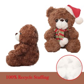 yayafunfun 1Pc Christmas Teddy Bear Doll Plush Toy Christmas Soft Toy for Kids, 23cm Cute Christmas Stuffed Doll Toy,Christmas Teddy Plushies,Christmas Collection Cuddly Toys for Home Decor-Brown