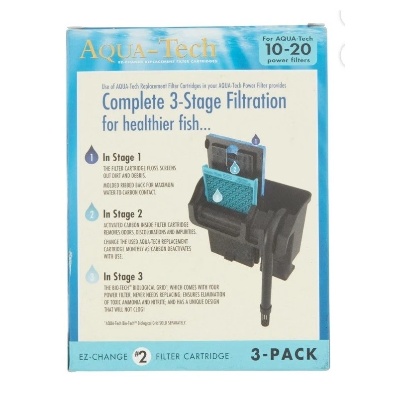 Aqua-Tech EZ-Change Aquarium Filter #2 Cartridge For 10-20G Filters 3