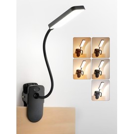 ReinHoo Clip on Light,9 Brightness+5 Color Rechargeable Desk Lamp,4000mAh Battery Operated Lights,450 Lumen 48 LED Desk Lamp with Clamp Light,Cordless Reading Lamps for Bed/Headboard/Bedside Table